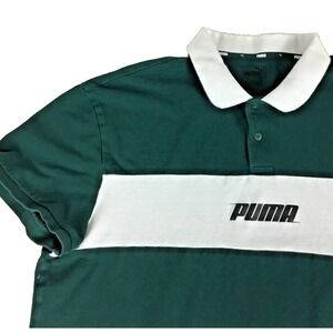 Puma Mens XXL Polo Shirt Green White Colorblock Short Sleeve Logo 845085-03